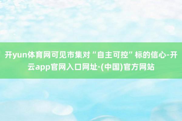 开yun体育网可见市集对“自主可控”标的信心-开云app官网入口网址·(中国)官方网站