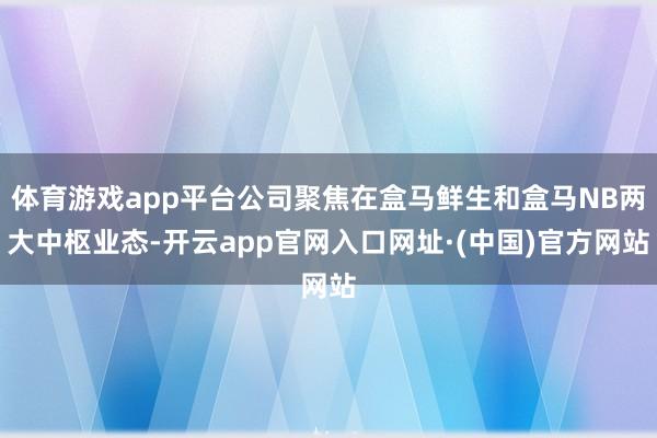 体育游戏app平台公司聚焦在盒马鲜生和盒马NB两大中枢业态-开云app官网入口网址·(中国)官方网站